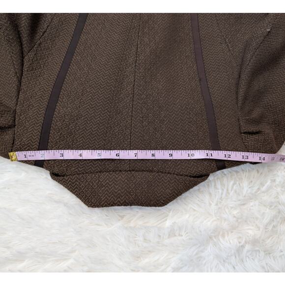 Jack Puff Shoulder Poetcore Coat Jacket Herringbone Tweed Brown Small - Picture 10 of 16
